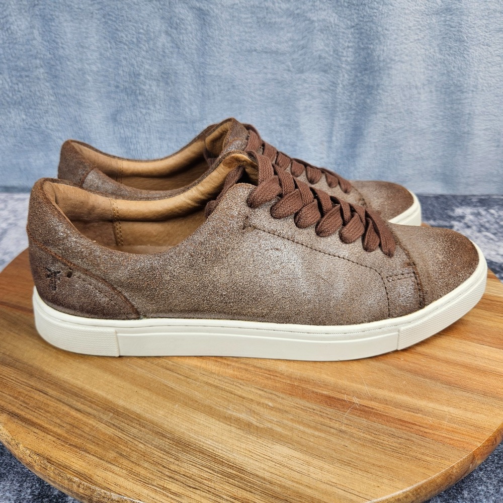 Frye Ivy Shoes Womens 7.5M Brown Leather Low Top Comfort Sneakers Casual Walking